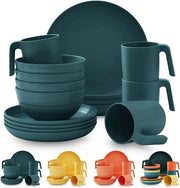 Set di Cucchiaini in Plastica da 16 Pezzi - Resistenti alle Scosse, Riciclabili, Leggeri - Piatti, Tazze, Scaglie - Facili da Trasportare e Pulire - Sicuri al Microonde, Liberi da BPA - 4 Pezzi