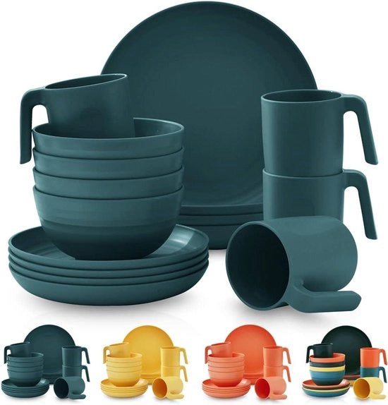 Set di Cucchiaini in Plastica da 16 Pezzi - Resistenti alle Scosse, Riciclabili, Leggeri - Piatti, Tazze, Scaglie - Facili da Trasportare e Pulire - Sicuri al Microonde, Liberi da BPA - 4 Pezzi