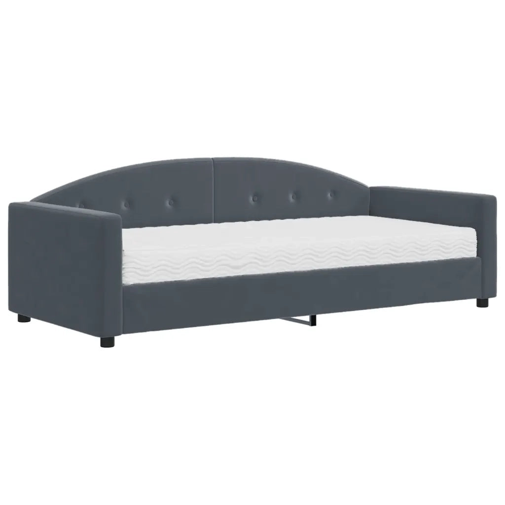 Divano Letto con Materasso-Sofa Letto-Daybed Grigio Scuro 90x200 cm in Velluto 831167