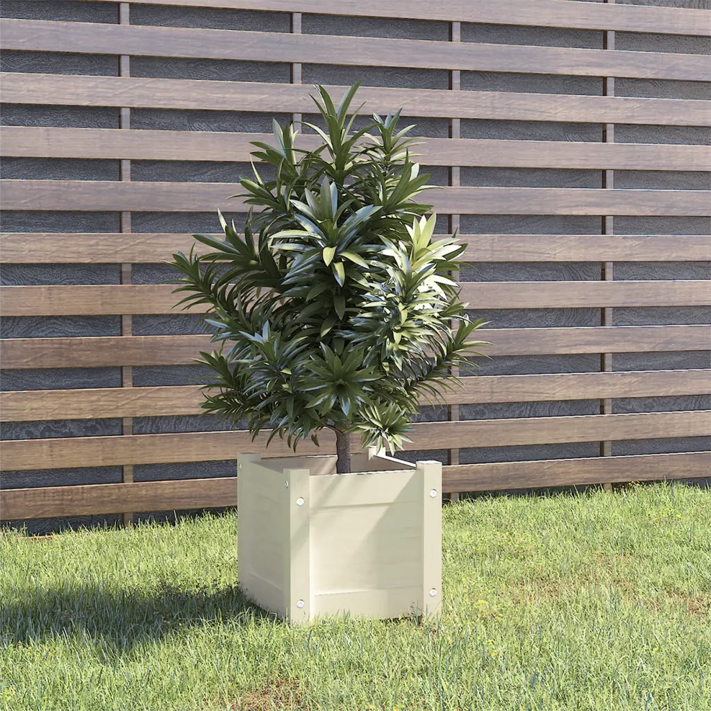 Fioriera da Giardino Bianca 31x31x31 cm Legno Massello di Pino 810524