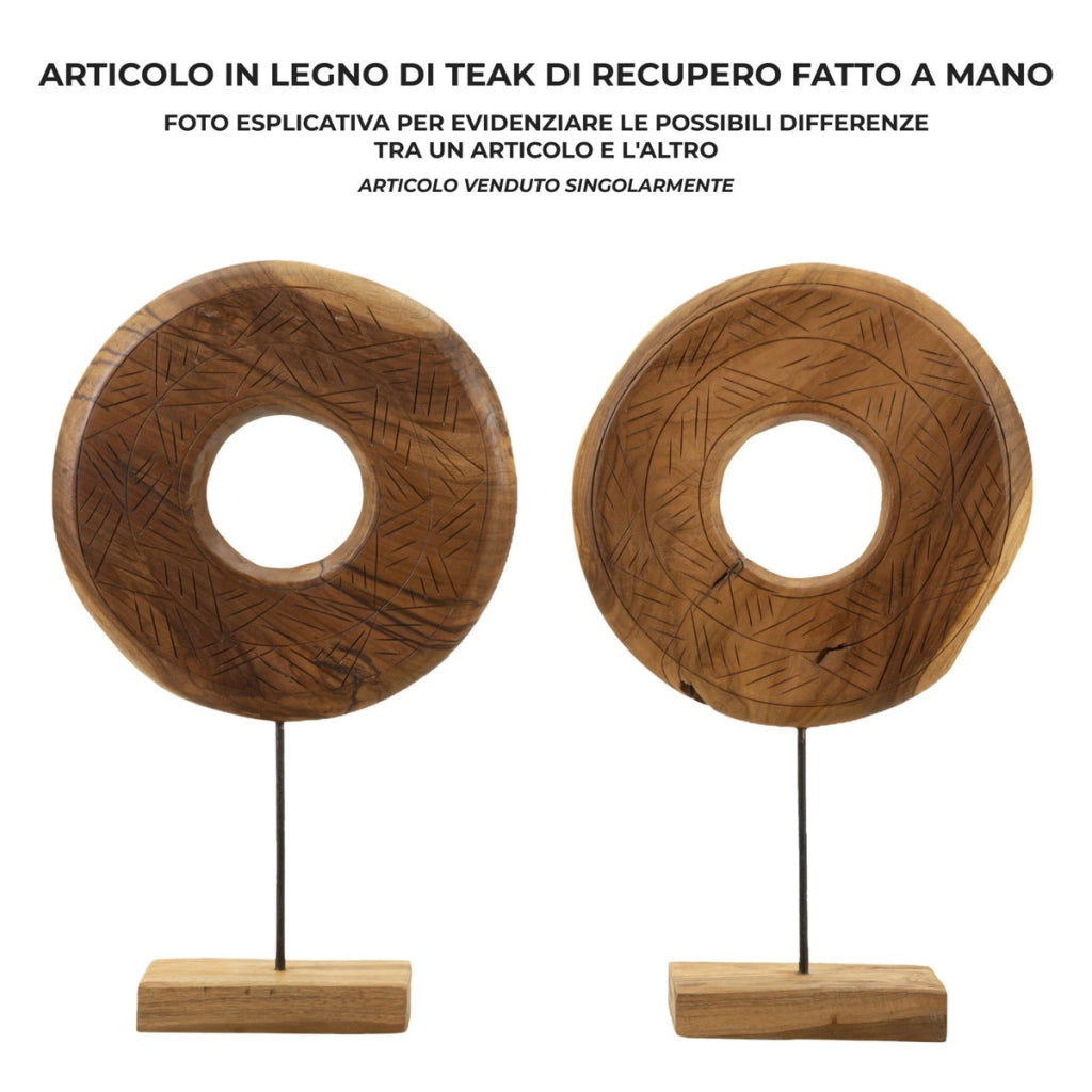Scultura Cerchi 36, Marrone, Legno, 35x10x58 cm