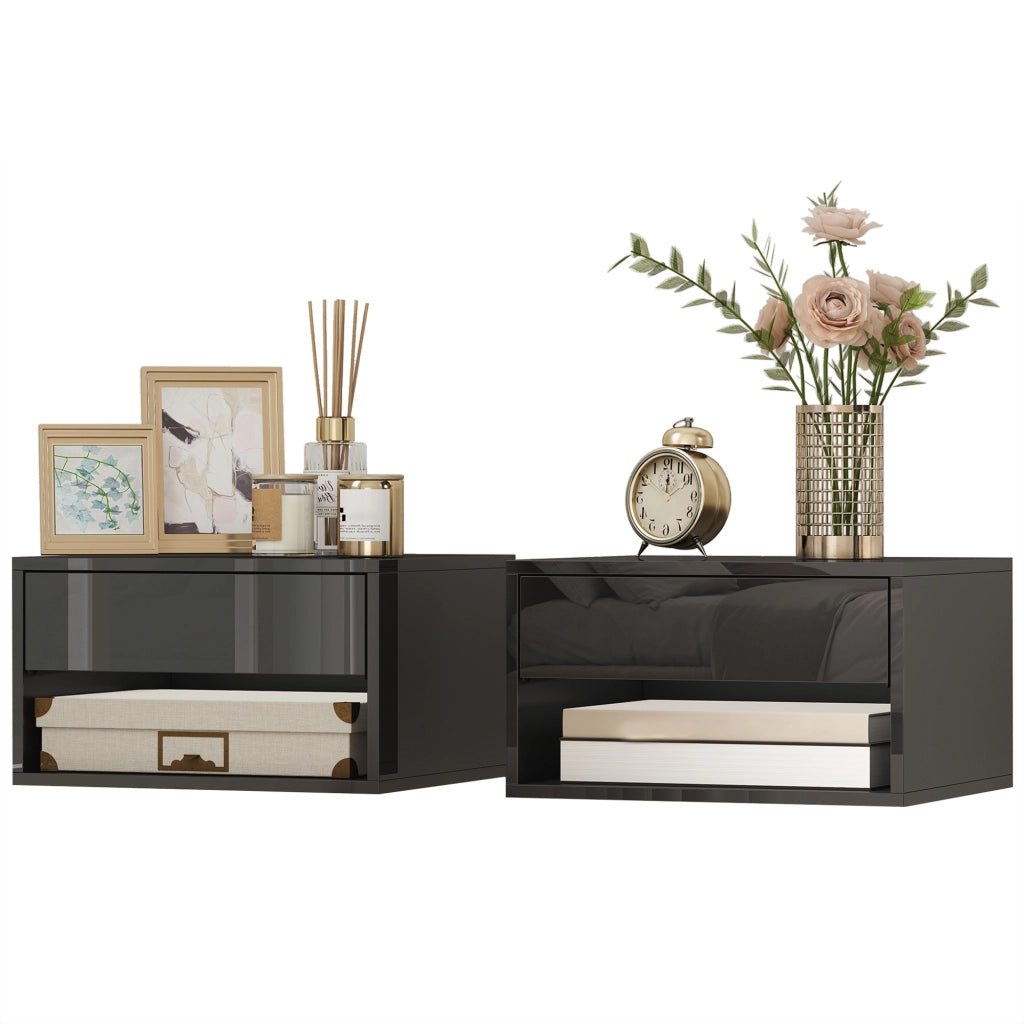 Comodino a muro ¨C zephmum ¨C nero 37x32x21