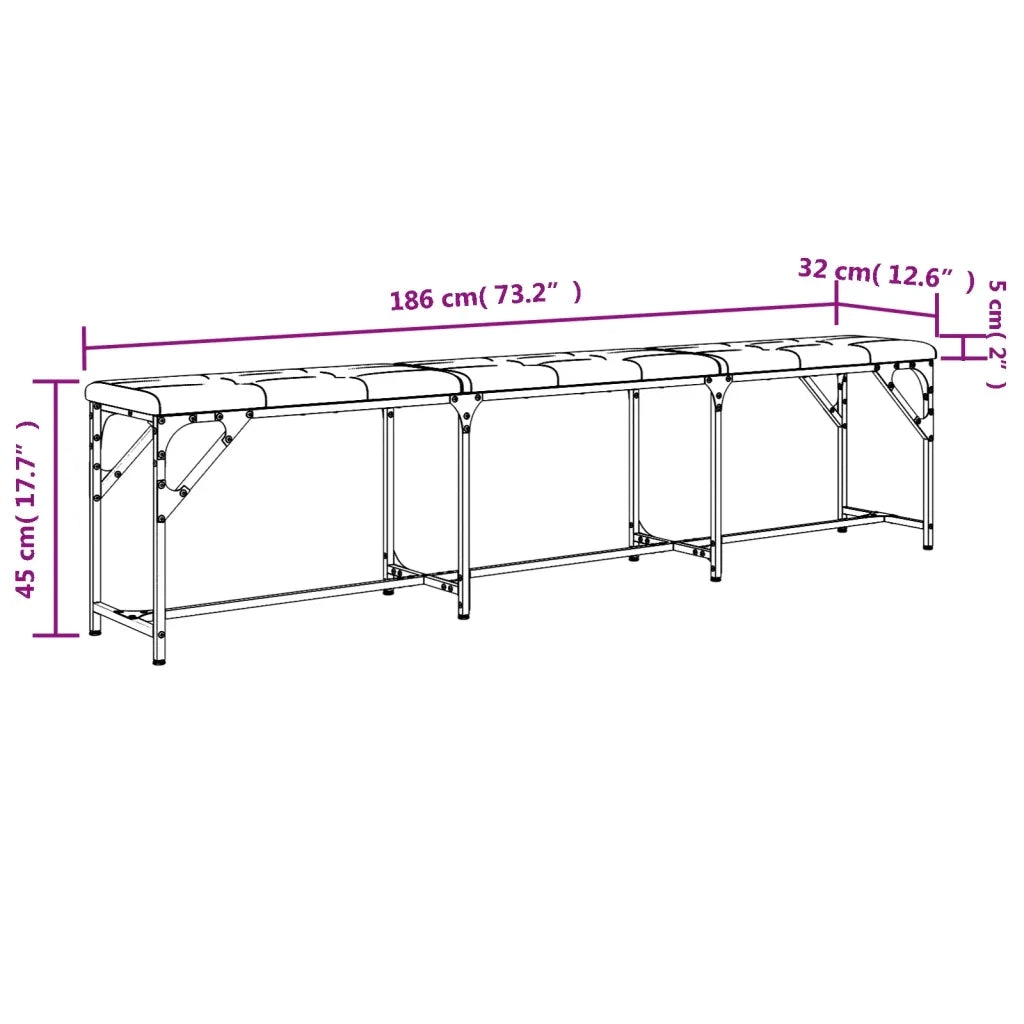 Panca da Pranzo-Sgabello-Panca da Cucina Grigio Chiaro 186x32x45 cm in Acciaio e Tessuto