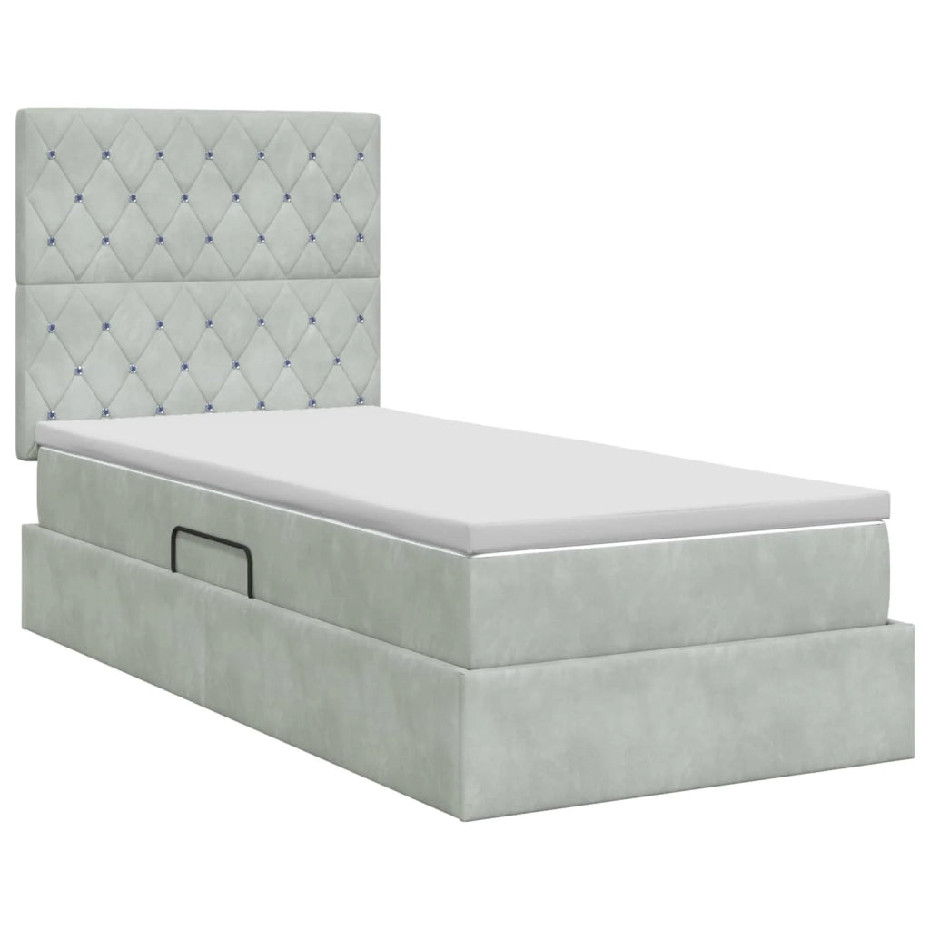 Letto con contenitore e materasso Grigio Chiaro 90 x 200 cm 3459603