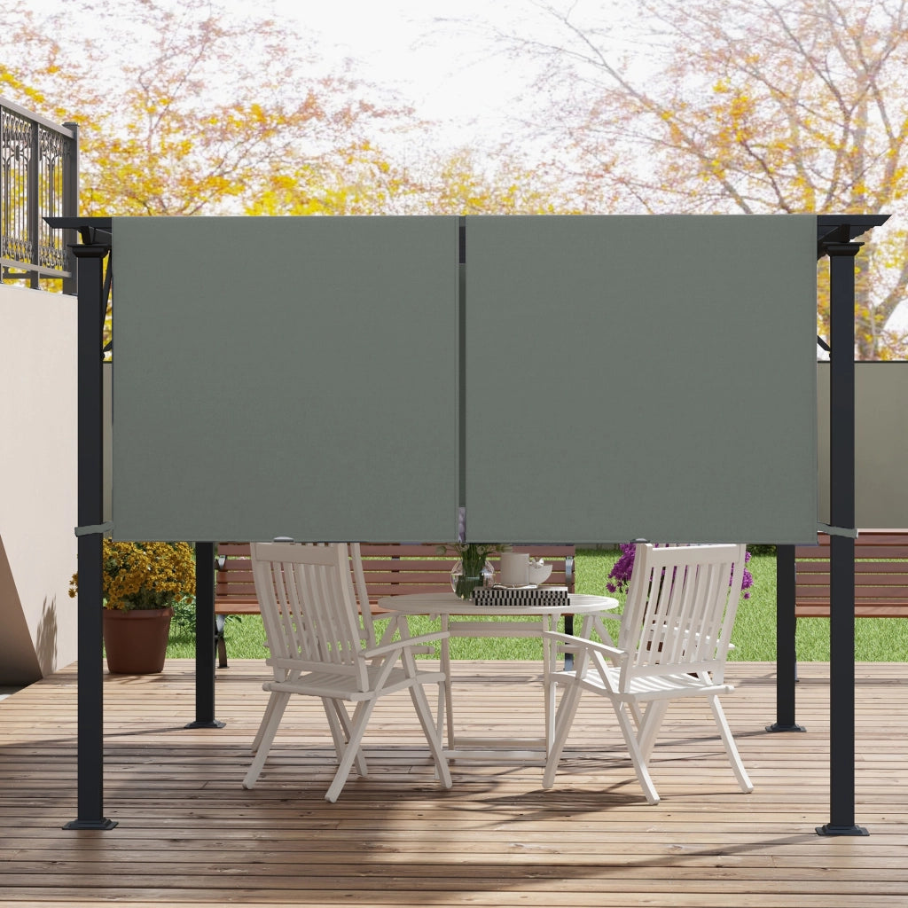 Copertura per Gazebo Pergola 488x122 cm con Tasche e Cinghie in Poliestere Grigio Carbone
