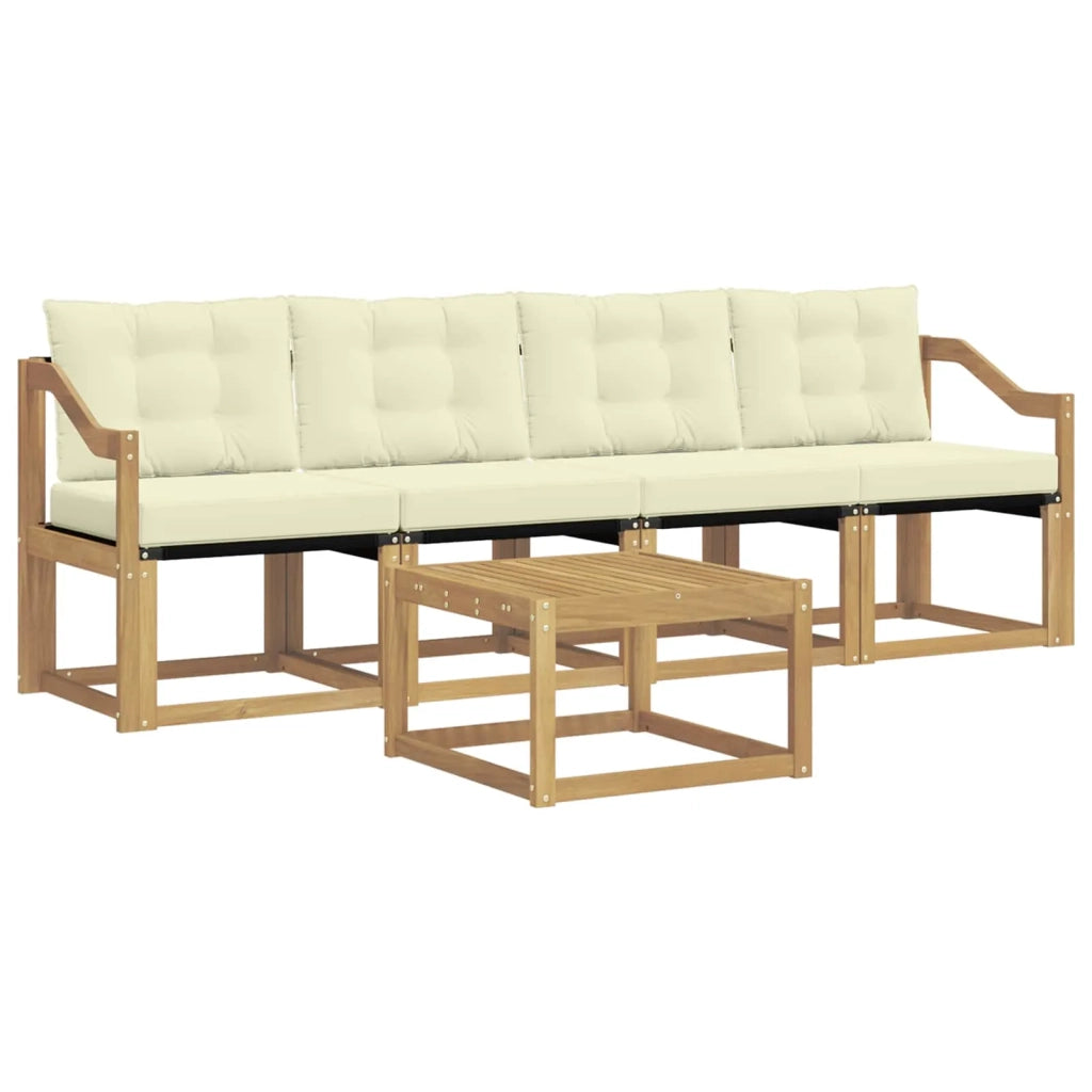 Set di divani da esterno 5 pz Bianco e Crema 3389196