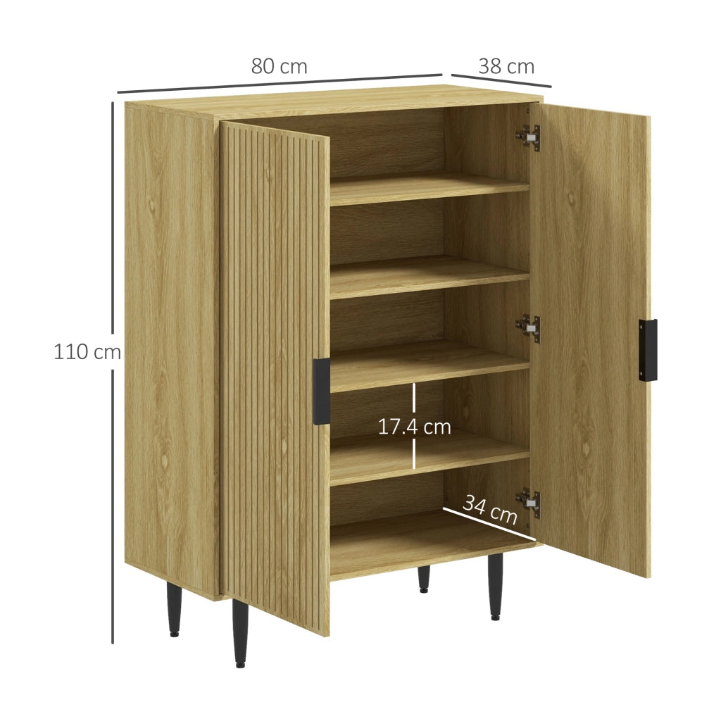 Scarpiera Salvaspazio ¨C Xylo ¨C Legno Rovere, 4 Ripiani Regolabili, 15 Paia, 80x38x110cm