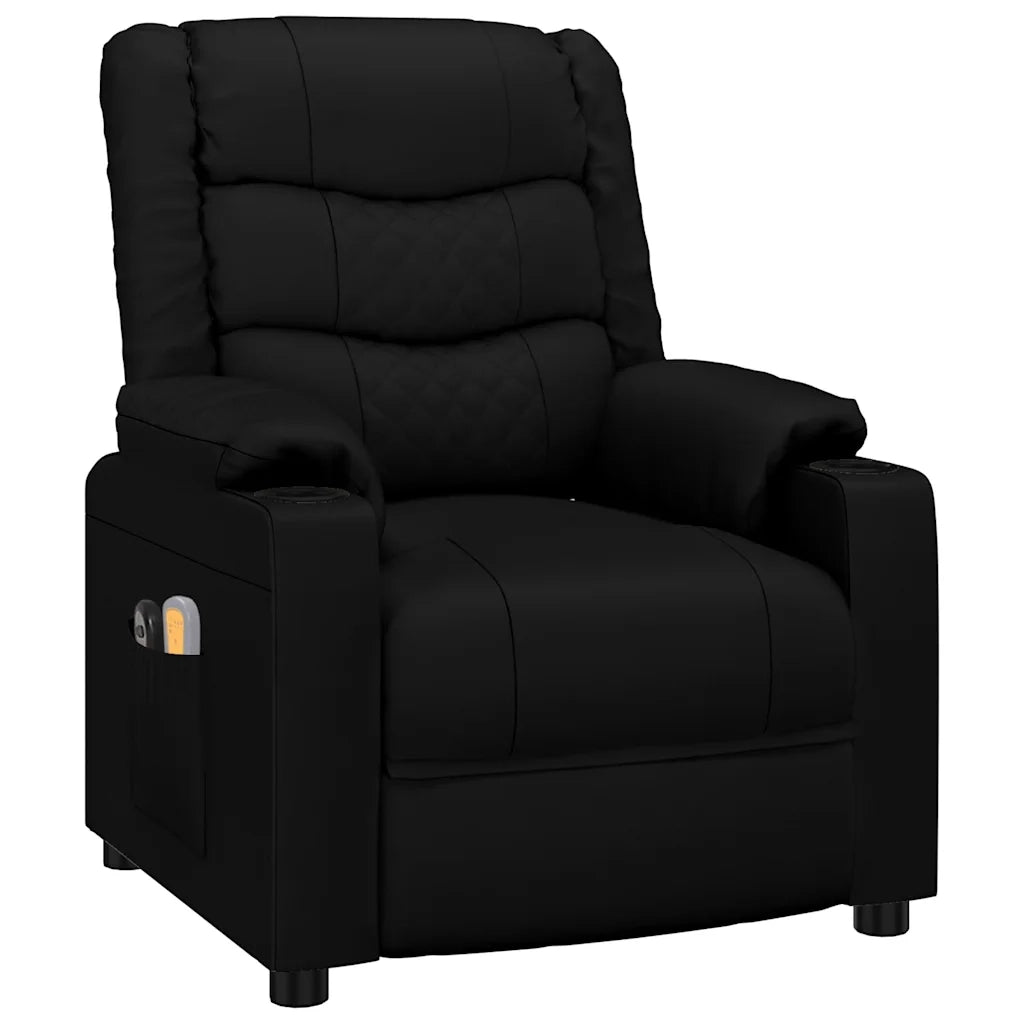 Poltrona Massaggiante | Sedia Relax Elettrica Nera in Similpelle