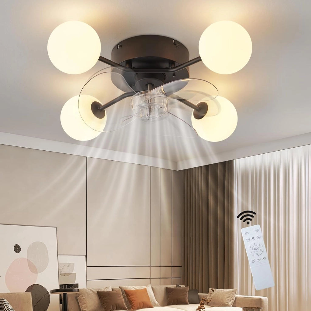 ZMH Ventilatore da Soffitto Silenzioso G9 con Luce Telecomando 6 Velocità per Sala da Pranzo Lampadina Non Inclusa