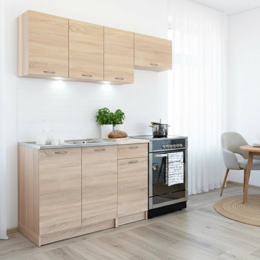 Cucinino Elettrodomestici non inclusi, Sora, Cucina Modulabile, Marrone Rovere