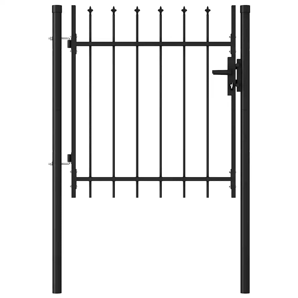Cancello a Singola Anta con Punte in Acciaio 1x1 m Nero cod mxl 47819