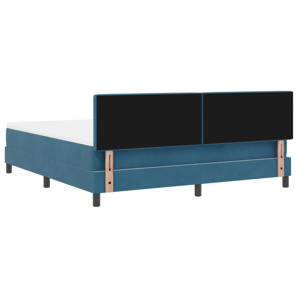 Letto Box Spring con Materasso e LED Blu Scuro 180x200 cm Velluto