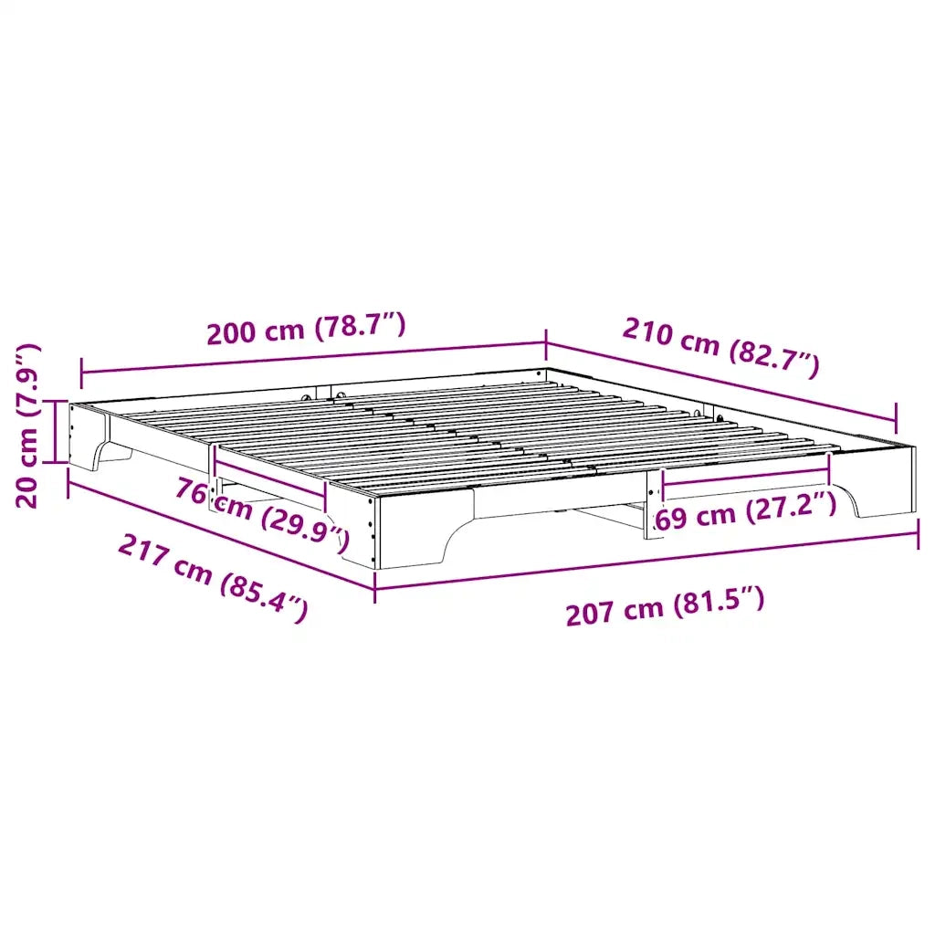Struttura del letto Marrone 200 x 210 cm Pino massello 872910