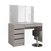 Vicco Tavolo da toilette Cachemire 120 cm con specchio, sgabello e illuminazione a LED