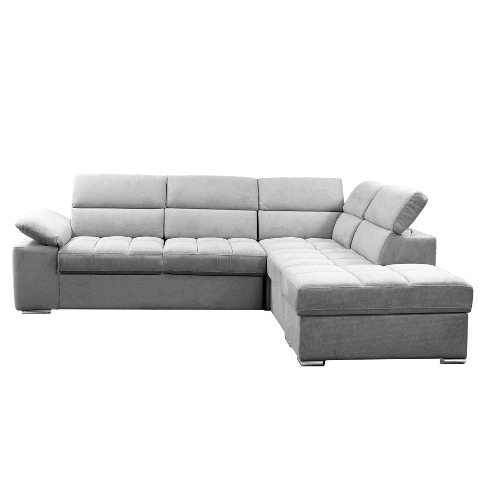 Divano Letto Angolare Capri Reversibile con Pouf Contenitore – Grigio chiaro