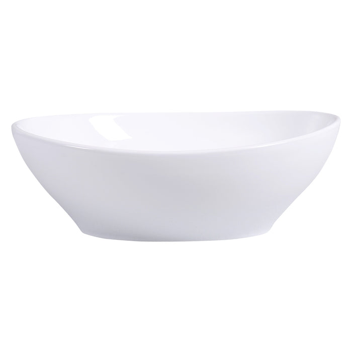 Lavabo ovale in ceramica con set di tubo di scarico-Lavandino di forma ovale 41x34x14cm Bianco