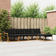 Set di divani da esterno con cuscino 5 pcs Naturale e Nero