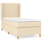Letto singolo | Letto per adulti | Giroletto a Molle con Materasso Crema 90x190 cm in Tessuto
