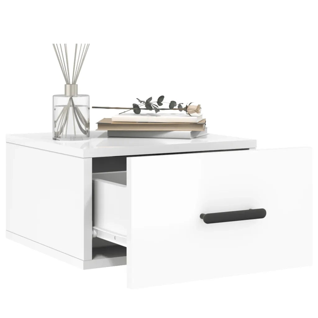 Comodini a Muro 2 pz Bianco Lucido 35x35x20 cm
