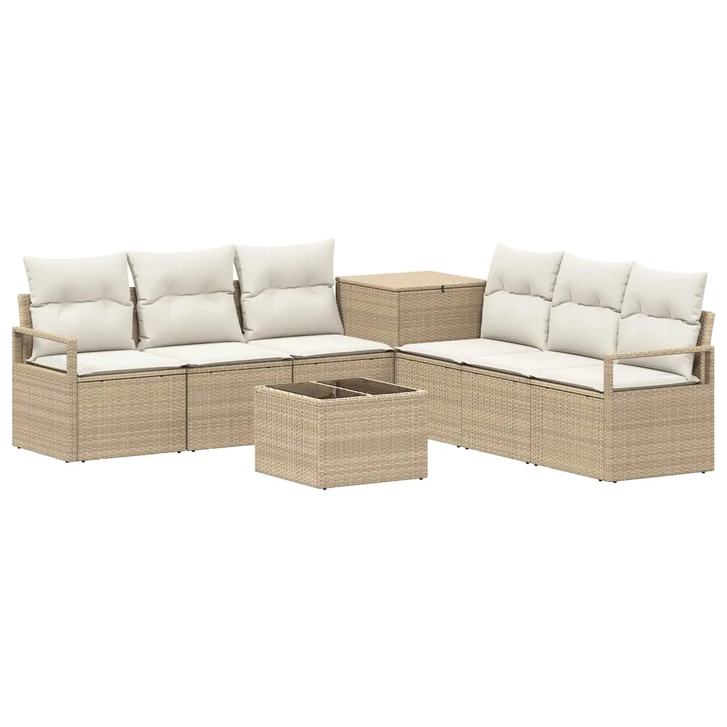 Set di divani 8 pz Beige e Bianco Crema 3448176
