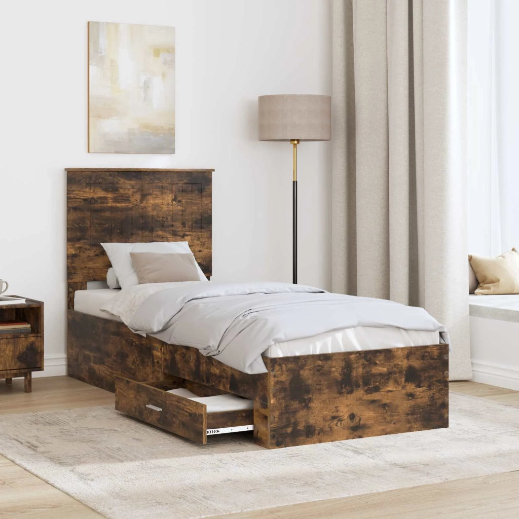 Struttura del letto Rovere Affumicato e Argento 70 x 190 cm