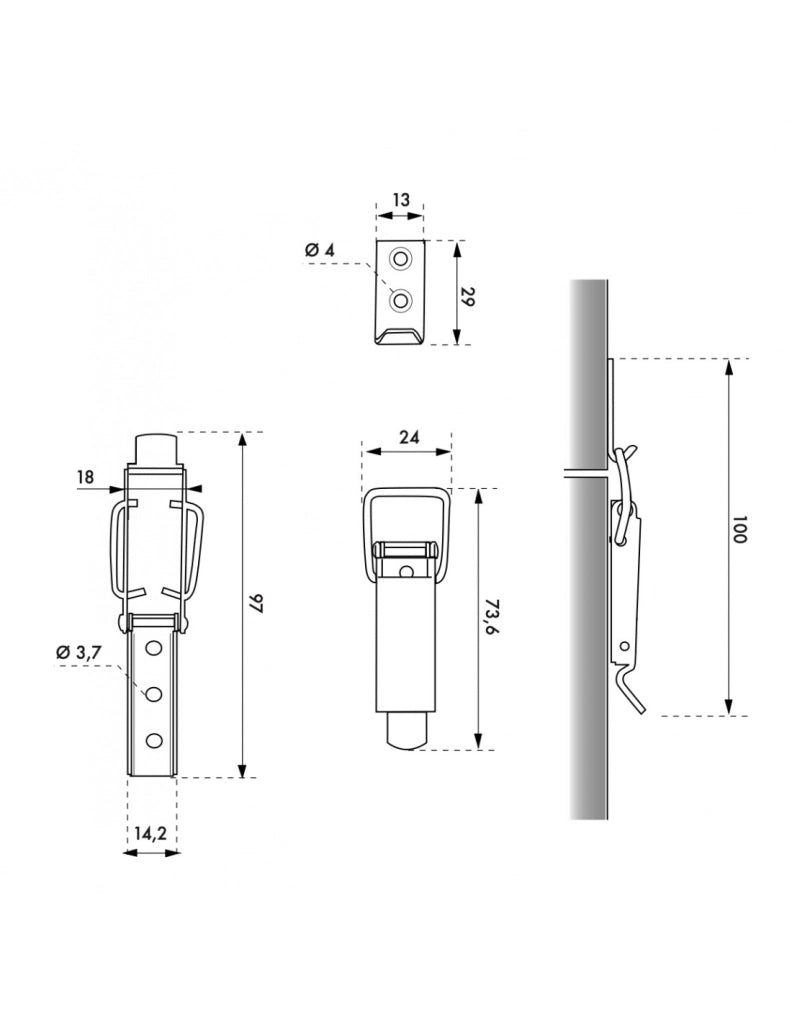 Chiusura a leva H 70 mm in acciaio zincato – THIRARD