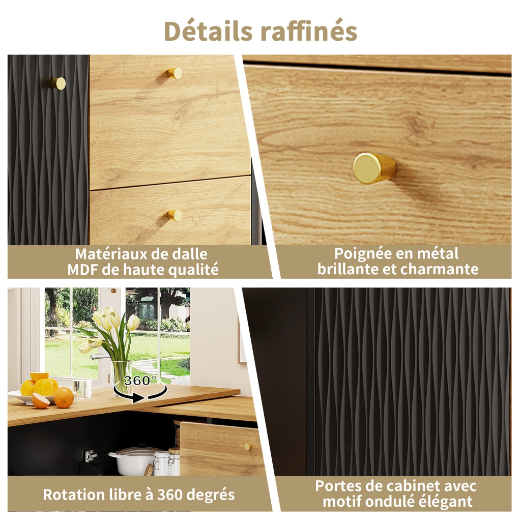 Tavolo bar estraibile con rotazione 360¡ã - Zephmum - 138-204¡Á39¡Á104cm - Stoccaggio integrato