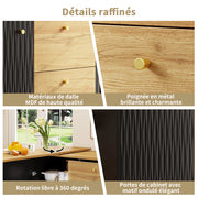 Tavolo bar estraibile con rotazione 360¡ã - Zephmum - 138-204¡Á39¡Á104cm - Stoccaggio integrato