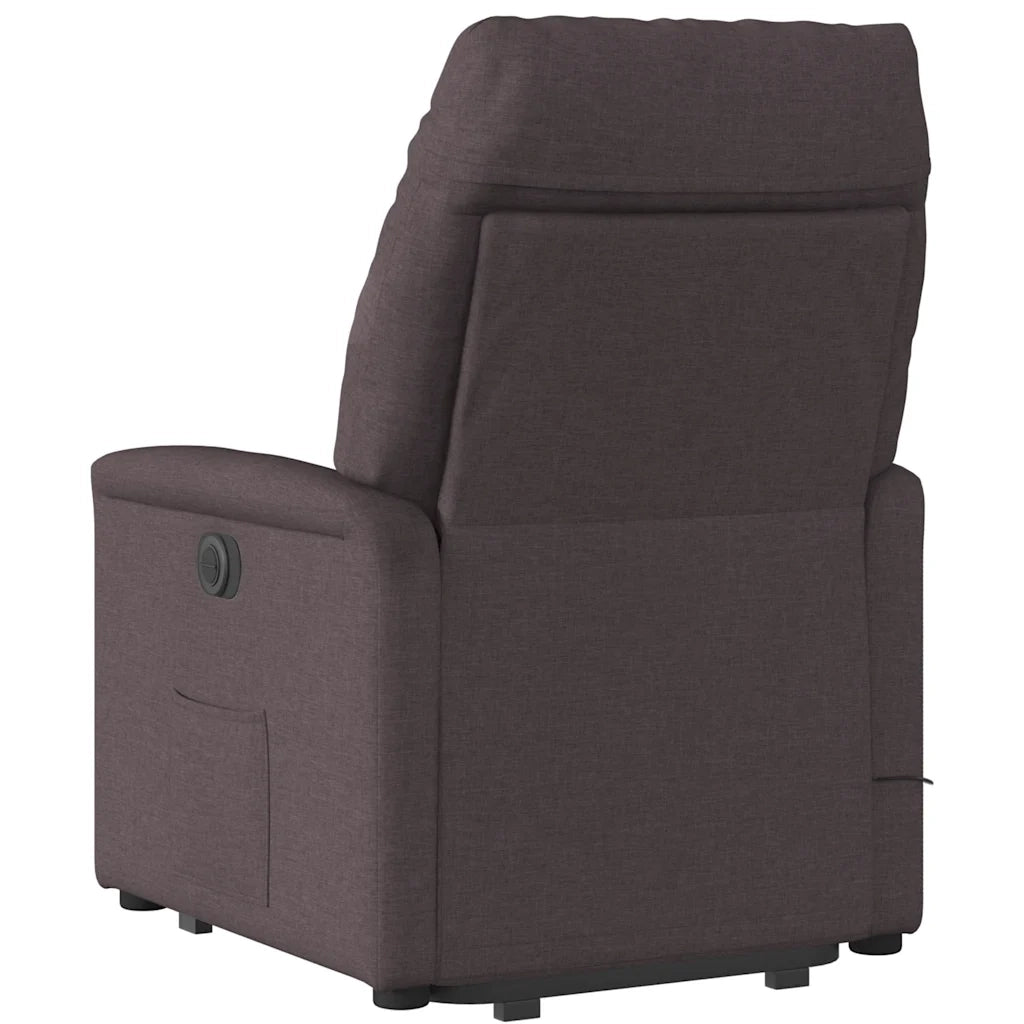 vidaXL Poltrona Alzapersona Massaggio Elettrica Marrone Scuro Tessuto