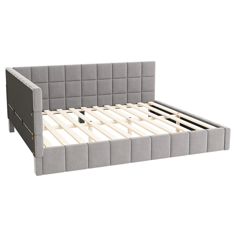 Divano letto - Xylo - 160x200 cm velluto morbido grigio