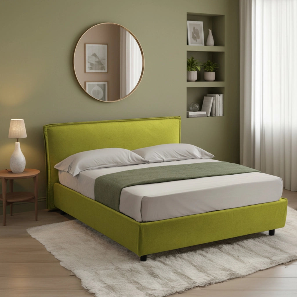 Bronte, Letto Alla Francese Sfoderabile Made in Italy, Verde