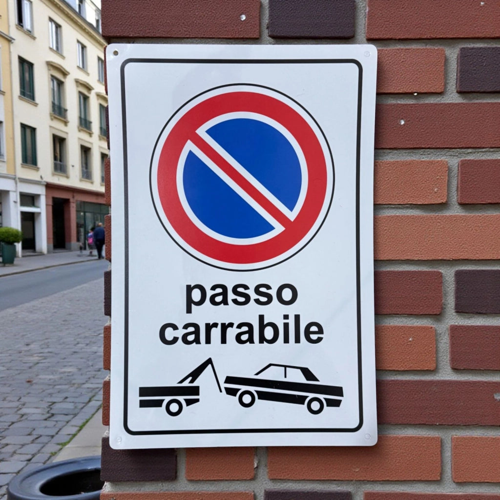 Cartello Passo Carrabile 20x30 cm in Vinile Rigido  Impermeabile e Anti-UV