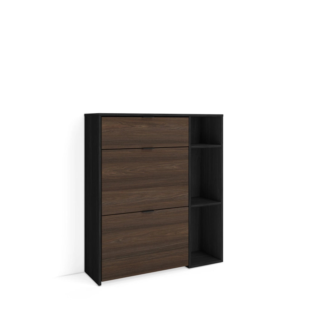 Scarpiera Ingresso, 90x27x102cm, 10 paia di scarpe, Armadio, Nero e Rovere scuro