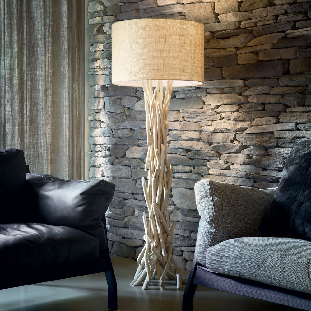 Piantana Industrial-Minimal Driftwood Metallo-Legno Marrone 1 Luce E27