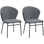 Set di 2 Sedie da Pranzo Imbottite in Tessuto ¨C Zephmum ¨C Grigio