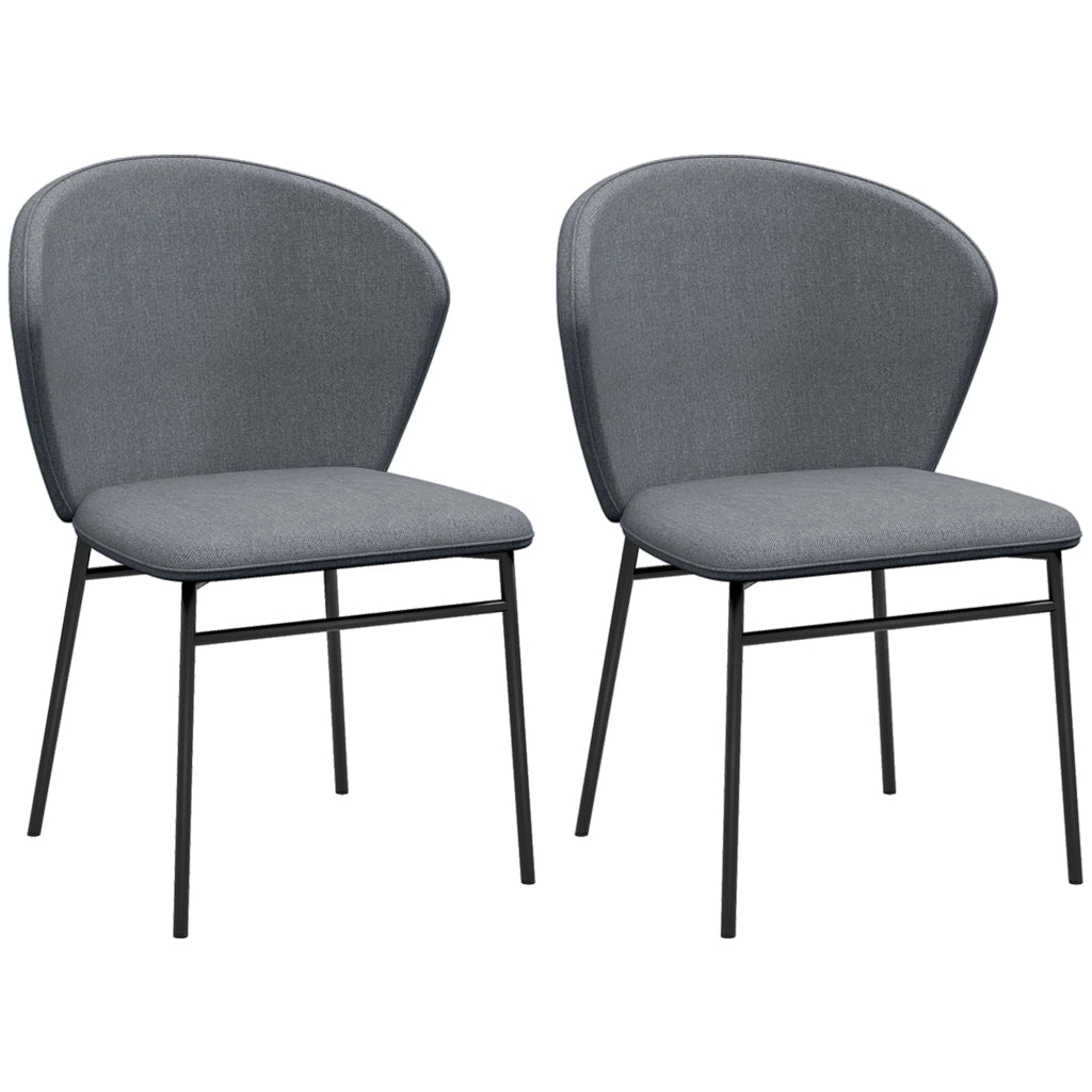 Set di 2 Sedie da Pranzo Imbottite in Tessuto ¨C Zephmum ¨C Grigio