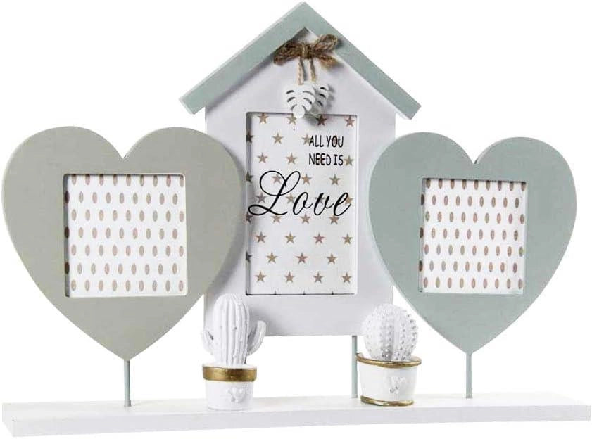 PORTAFOTO DA TAVOLO MULTIPLO | CORNICE FOTO 3 POSTI IN LEGNO | PORTAFOTO SHABBY
