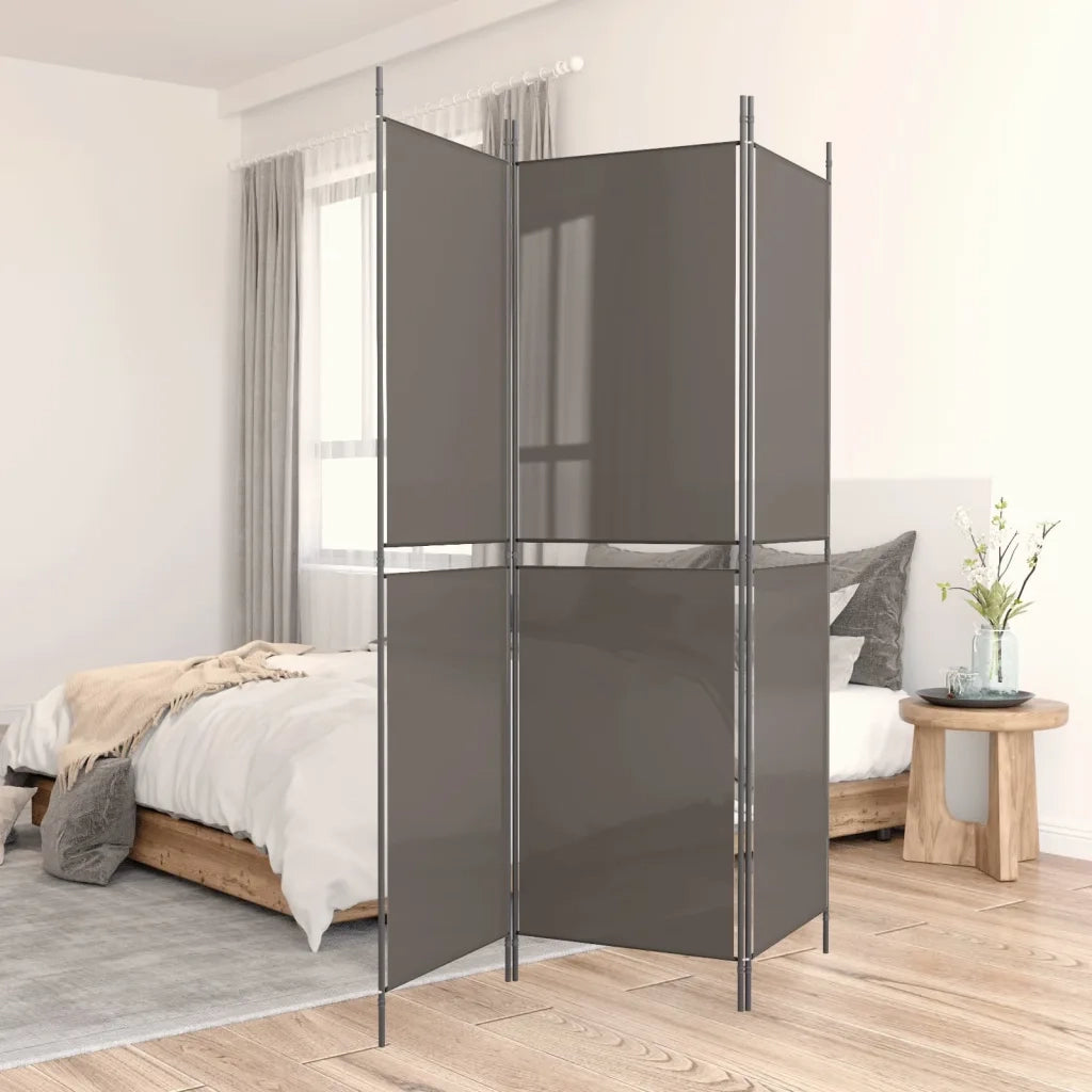 Divisorio a 3 Pannelli Antracite 150x180 cm in Tessuto 350212