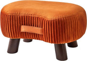 Banco a Piedi con Maniglia con Schienale Curvo con Poggiatesta in Pelle Molle in Legno Solido per Soggiorno Camera da Letto 40 x 28 x 23 cm Arancione