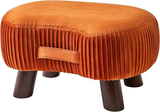 Banco a Piedi con Maniglia con Schienale Curvo con Poggiatesta in Pelle Molle in Legno Solido per Soggiorno Camera da Letto 40 x 28 x 23 cm Arancione