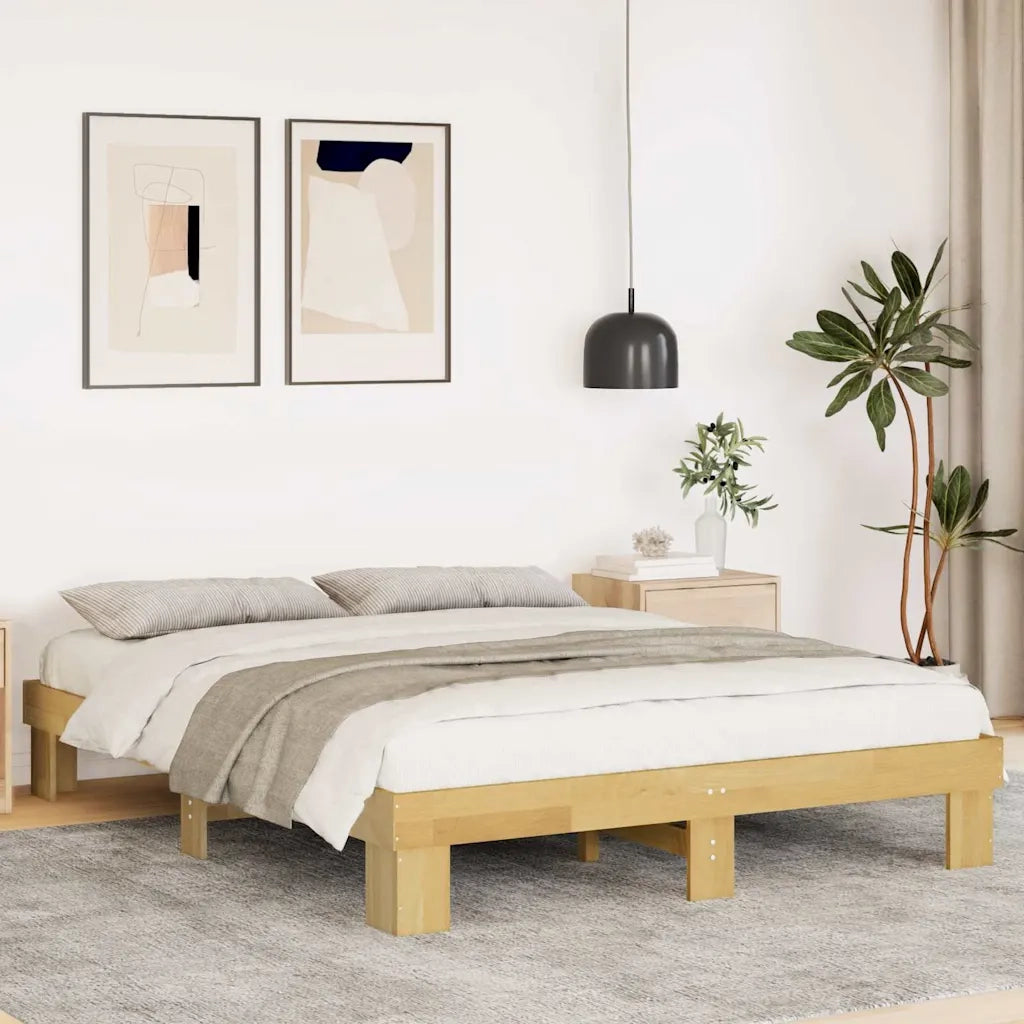 Struttura letto senza materasso 135x190 cm in legno massello di rovere