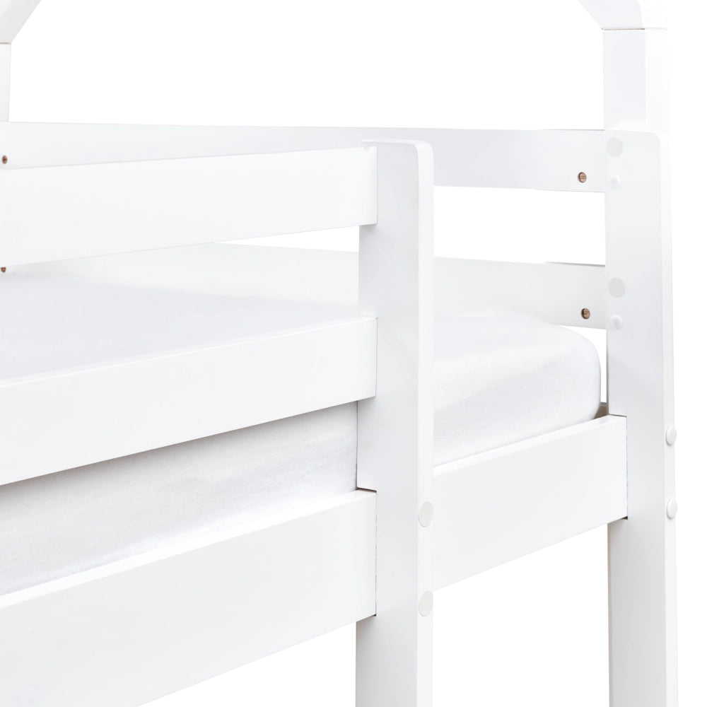 Letto a castello doppio con contenitore in legno di pino bianco UE dimensioni singole 90 x 200 cm Bambini Camera da letto per bambini