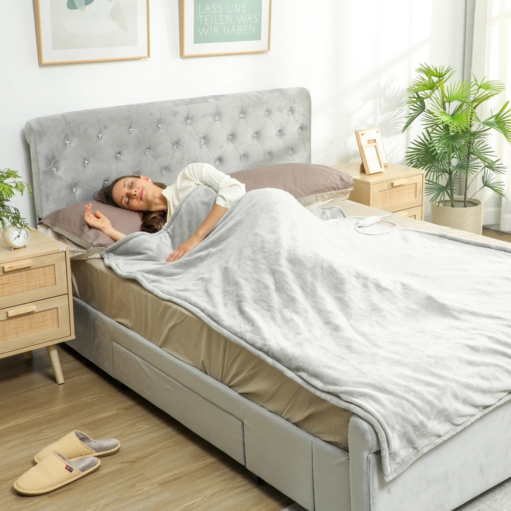 Coperta elettrica riscaldante ¨C zephmum ¨C 180x130 cm grigio 9 temperature timer lavabile