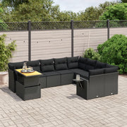 Set Divani da Giardino 10pz con Cuscini in Polyrattan Nero 3271916