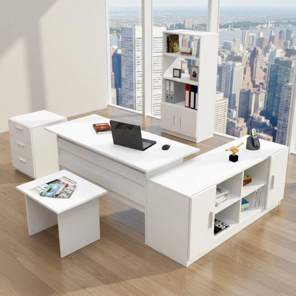Hilda, set da Ufficio 4 Ripiani, Bianco