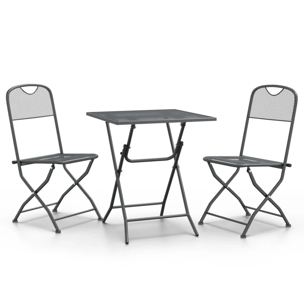 Set da Pranzo per Giardino 3pz Rete Metallica Espansa Antracite cod mxl 37568