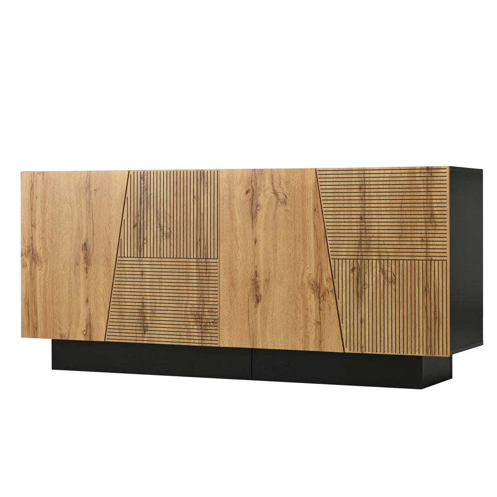 Credenza Moderna 160 cm Mobile Contenitore Soggiorno con Ripiano Regolabile Nero e Legno