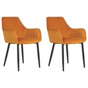 Set di 2 sedie da pranzo Braccioli in velluto arancione Gambe in metallo Nero Retro Glam