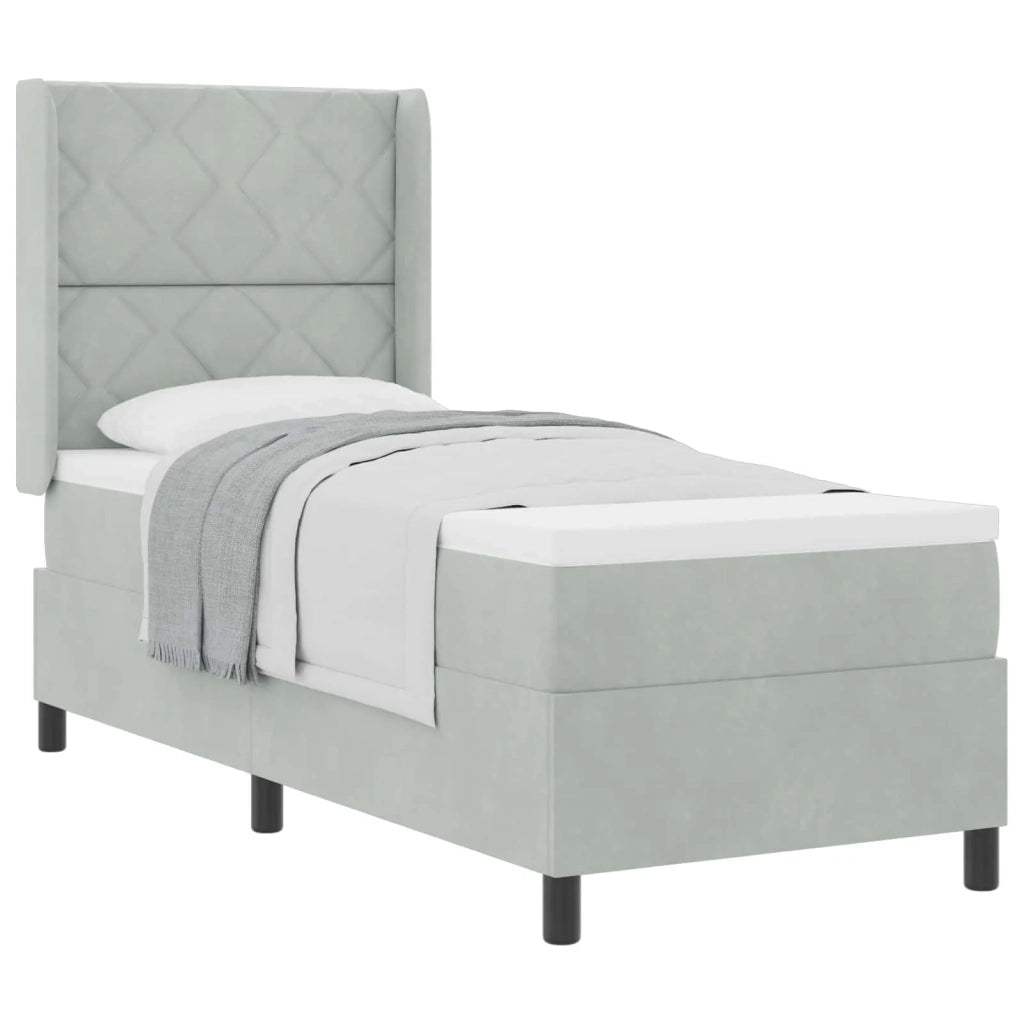 Letto a molle con testiera Grigio chiaro 80 x 200 cm Velluto 3342032