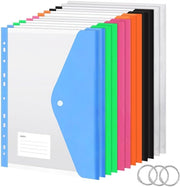 Documenti A4, 12 mappe documenti A4 per archiviazione, buste espandibili impermeabili con chiusura a gomito, buste per documenti con 11 fori, 6 colori